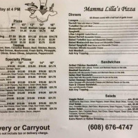 Mamma Lilla's Pizza menu