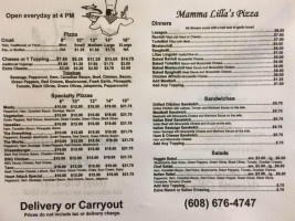 Mamma Lilla's Pizza menu