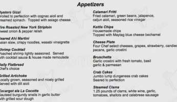 Moresi's Chophouse Clayton menu