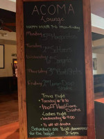 Acoma Lounge menu