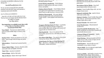 Scott's Pizza Kitchen menu