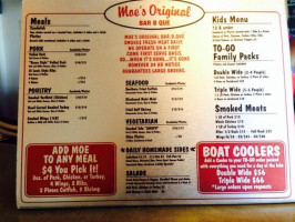 Moe's Original B Que menu