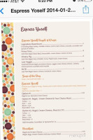 Espress Yoself Serve menu
