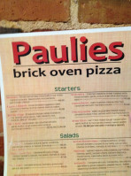 Paulie's Brick Oven Pizza menu