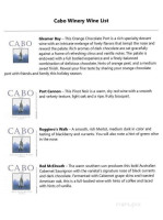 Cabo Winery menu