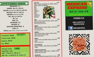 Mexican Express menu