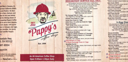 Pappy's Coffee Shop menu