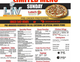 Luke's Legendary Pizza menu