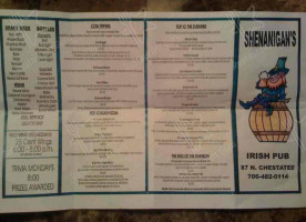Shenanigans menu
