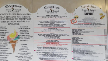 Scotties Frozen Custard menu