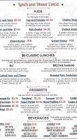 K H Truck Plaza menu