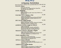 Strada Pizzeria menu