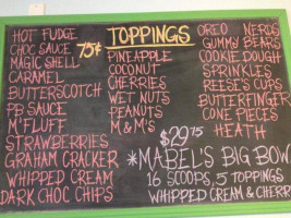 Mabel's Scoop Shop menu