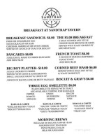 Sandtrap Tavern menu