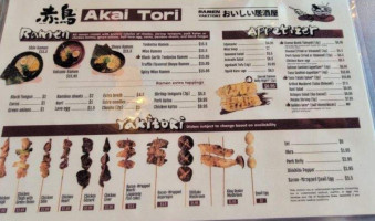 Akai Tori Ramen Yakitori menu