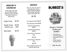 Bubbie's Burgers menu