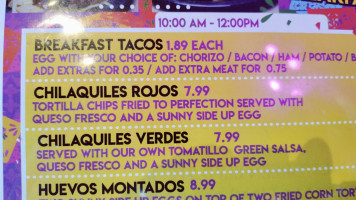 Pinchy's Tacos menu