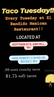 El Bandido Beckley menu