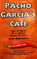 Pacho Garcia Cafe menu