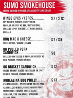 Sumo Shack menu