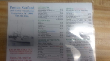 Poston Seafood menu