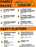 The Wing Company Hoke County menu