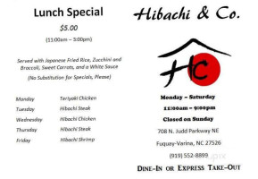 Hibachi And Company menu