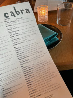 Cabra Event Dining menu