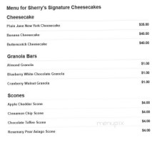 Sherry's Signature Cheesecakes menu