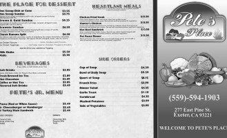 Petes Place menu