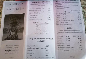 La Azteca Tortilleria menu