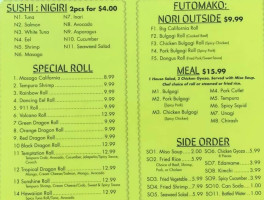 Fusion Sushi Grill menu