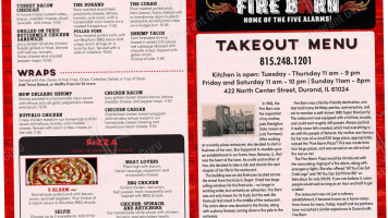 The Fire Barn menu