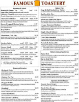 Famous Toastery menu