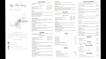 Paya Thai Curry menu