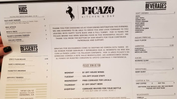 Picazo Kitchen menu