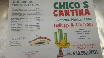 Chico's Cantina menu