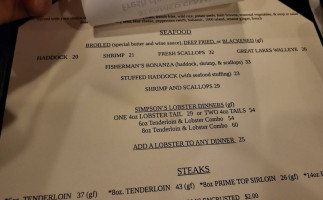 Simpson's menu