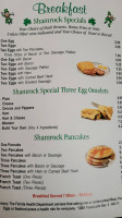 Shamrock Inn menu