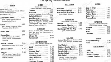 Ellerbe Springs Resort menu