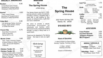 Ellerbe Springs Resort menu
