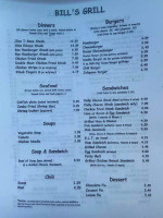 Bill's Grill menu