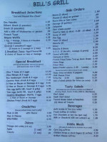 Bill's Grill menu