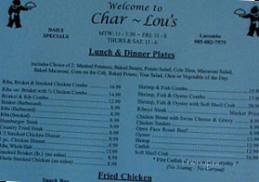Char Lous Pizzaria menu