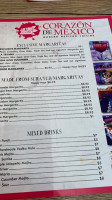 Corazon De Mexico menu