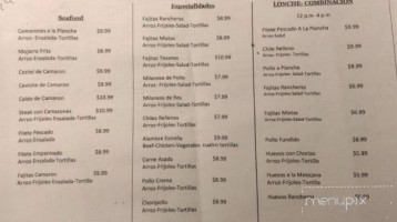 Tres Estrellas menu