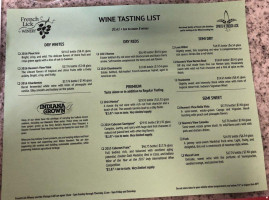French Lick Winery menu