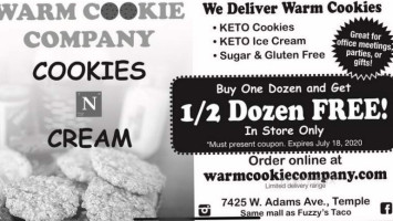 Warm Cookie Company menu