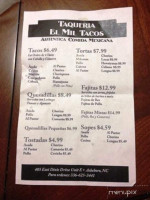 El Mil Tacos menu