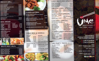 Ume Asian Cuisine menu